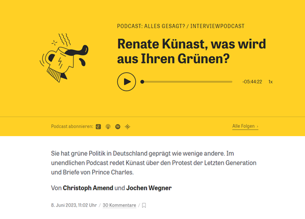 gelb mit Logo des Podcasts